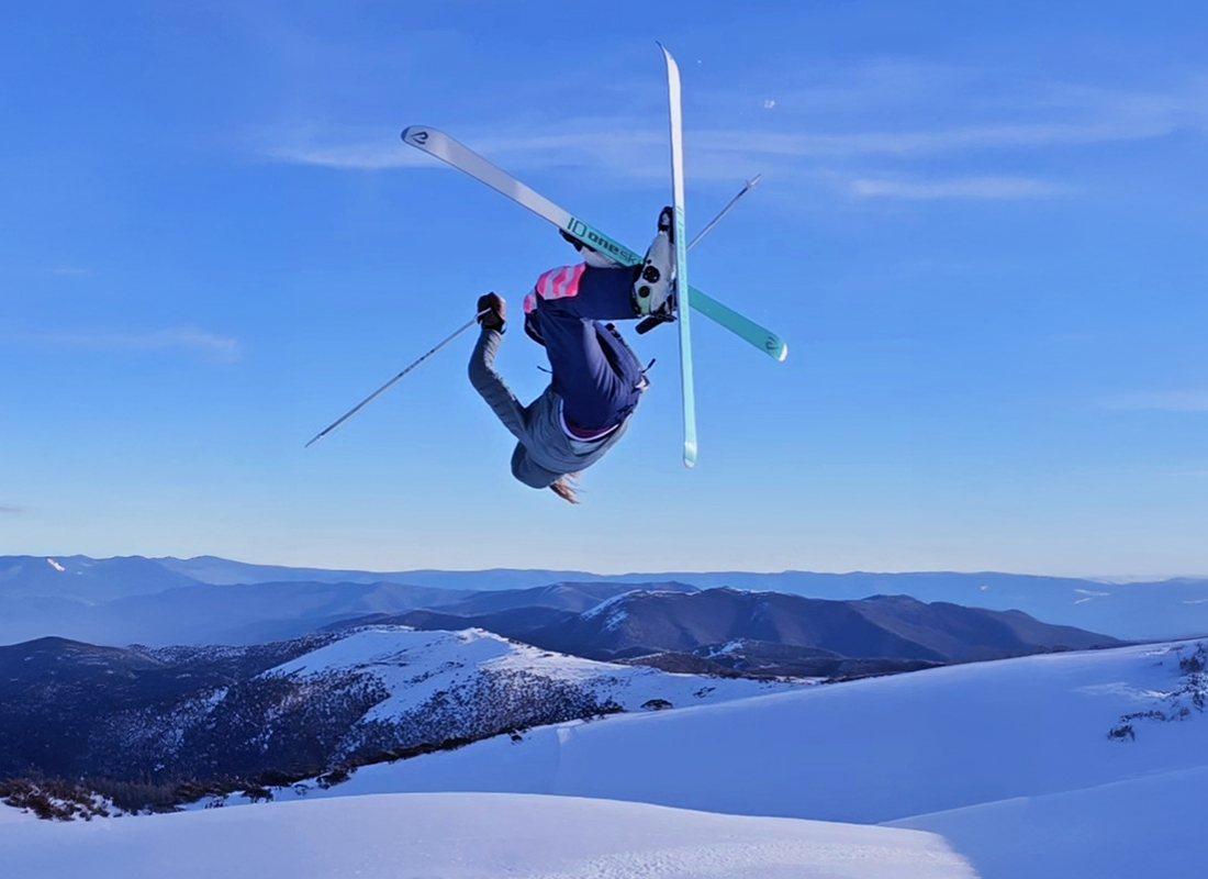 "This was may daughter's first ever cork 7 on snow!"